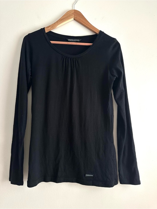 Pendleton Tops - Pendleton • 100% Merino Wool Gathered Neckline Long Sleeve Top
